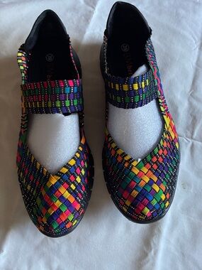 bernie mev. Multicolor Woven Mary Jane Flats